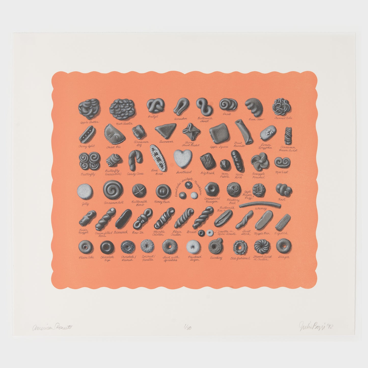 American Donuts, 1992 Seven-color lithograph Edition of 50 by Julie Bozzi