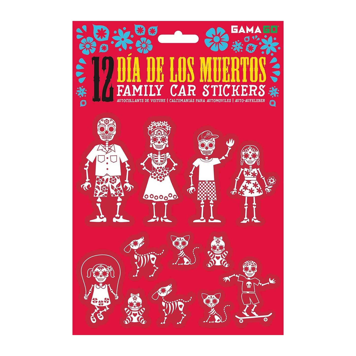 Dia De Los Muertos Car Stickers, Set of 12
