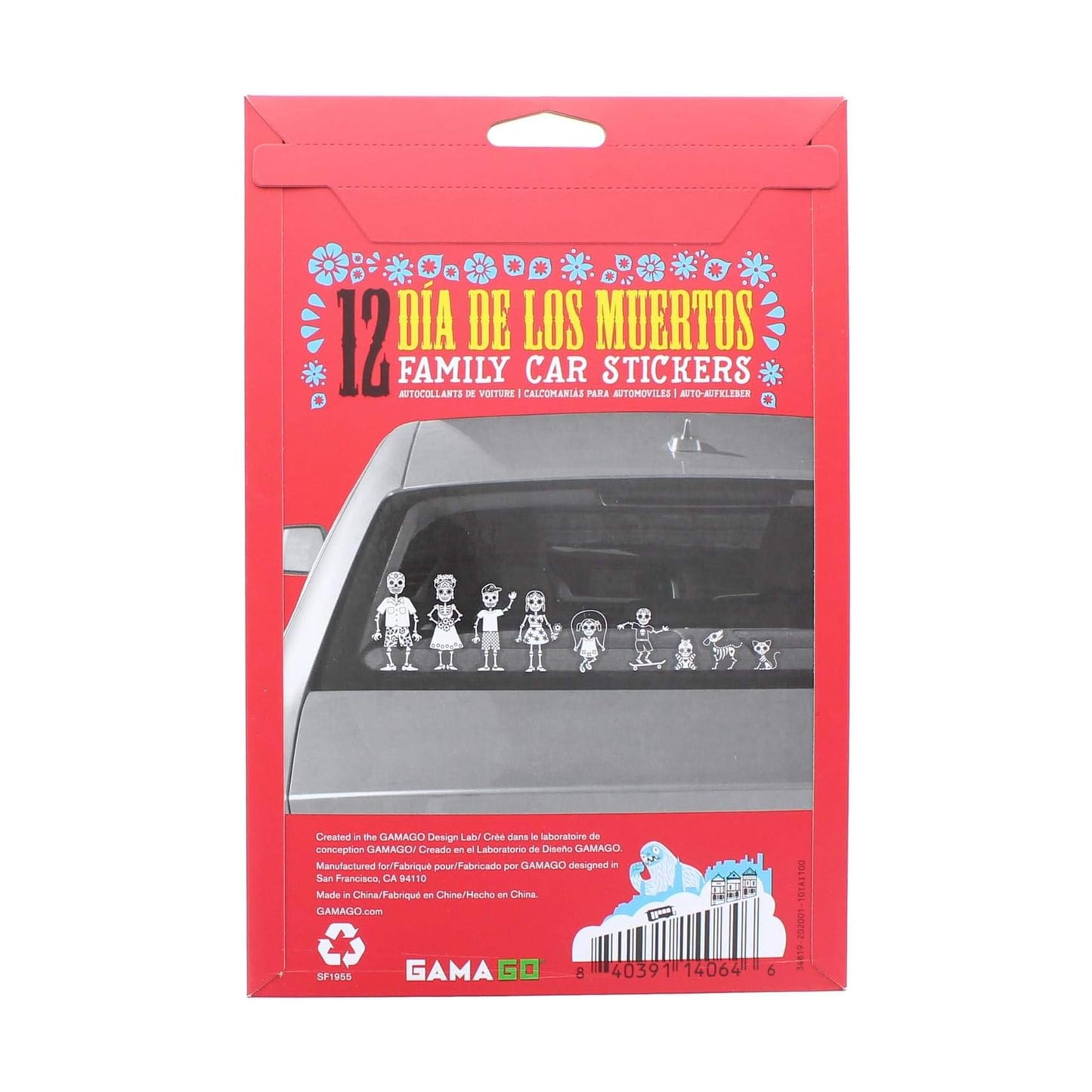 Dia De Los Muertos Car Stickers, Set of 12