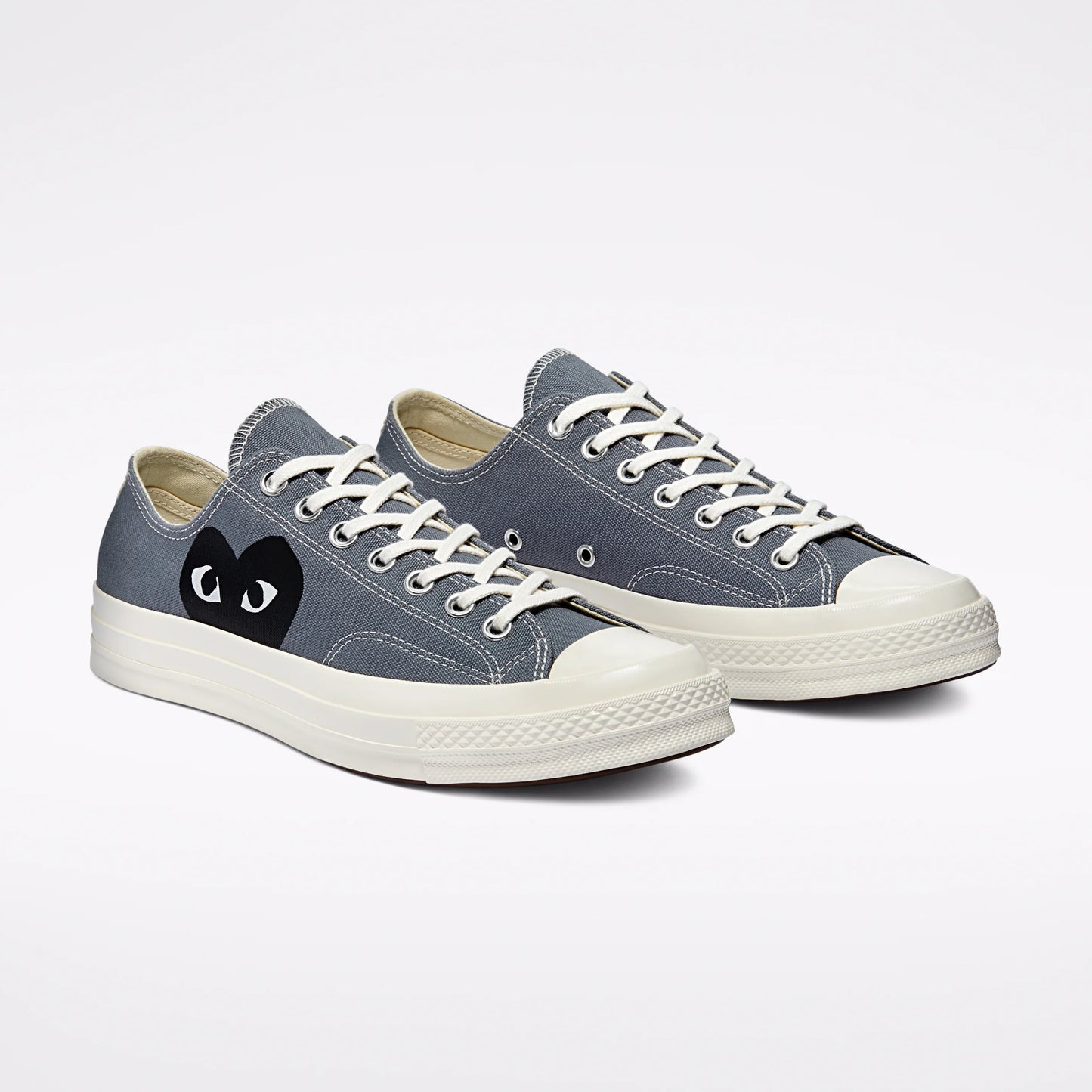 CDG PLAY X CONVERSE STEEL GREY LOW TOP SNEAKERS