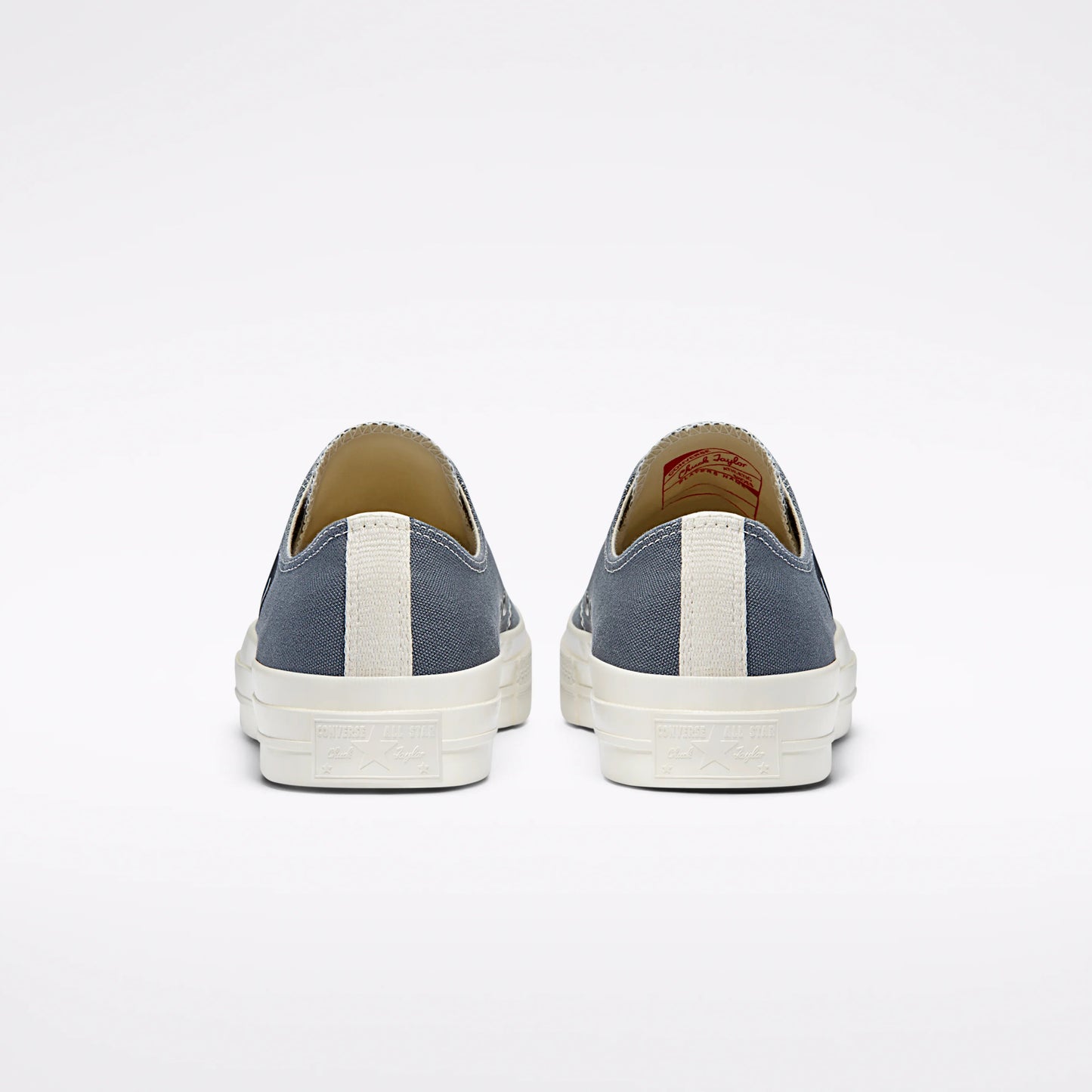 CDG PLAY X CONVERSE STEEL GREY LOW TOP SNEAKERS