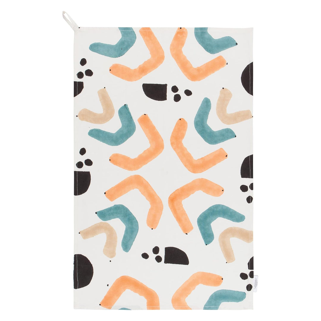 Echo Block Printed Cotton Dishtowel