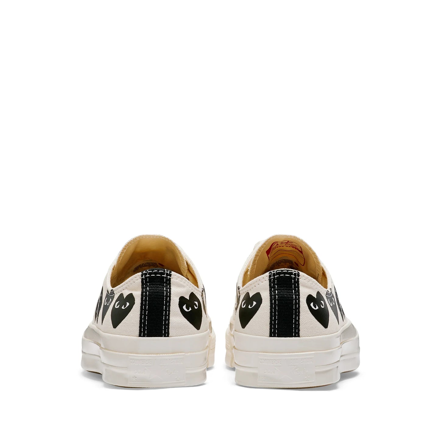 CDG PLAY X CONVERSE OFF WHITE LOW TOP SNEAKERS, MULTI HEART