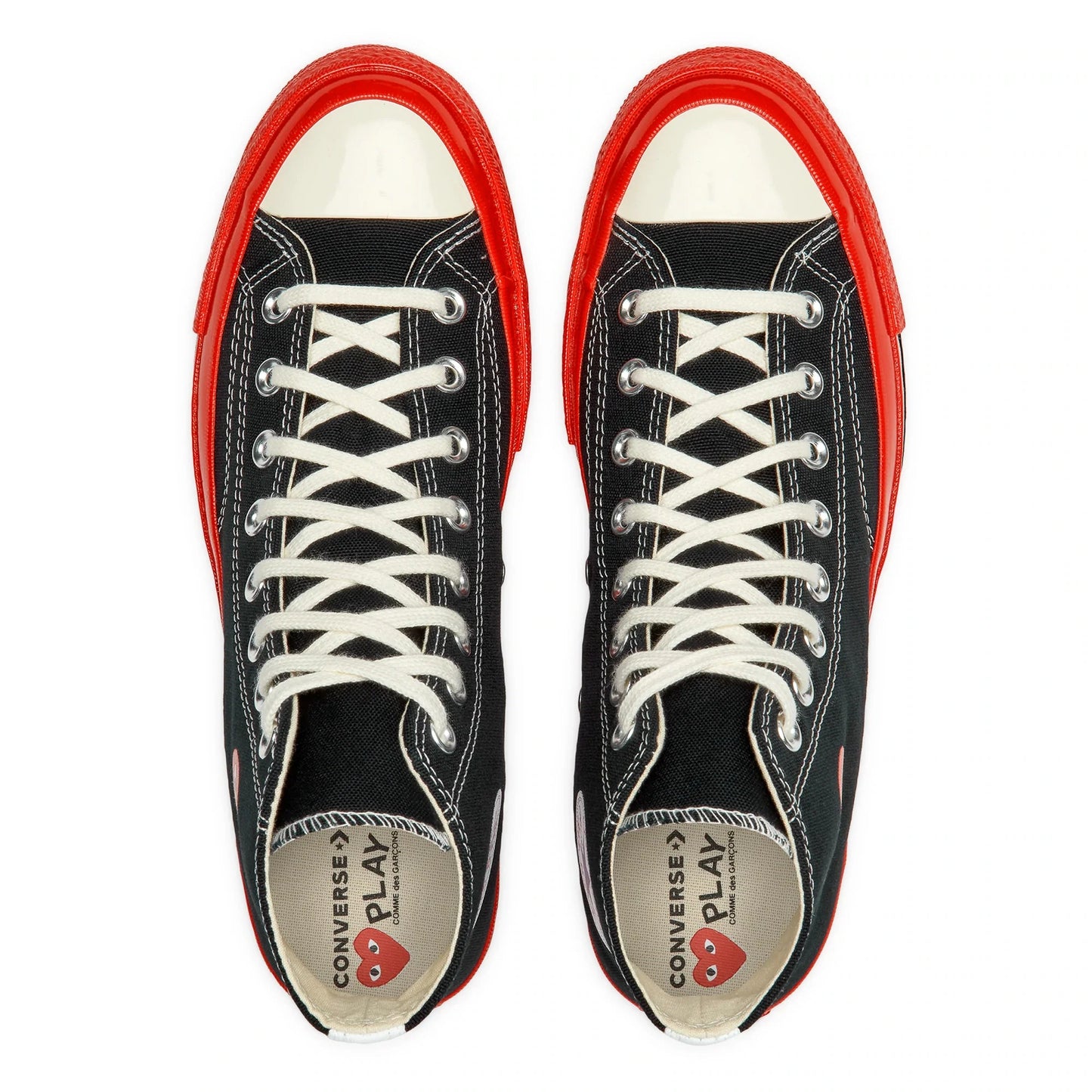CDG PLAY X CONVERSE RED SOLE BLACK HIGH TOP SNEAKERS