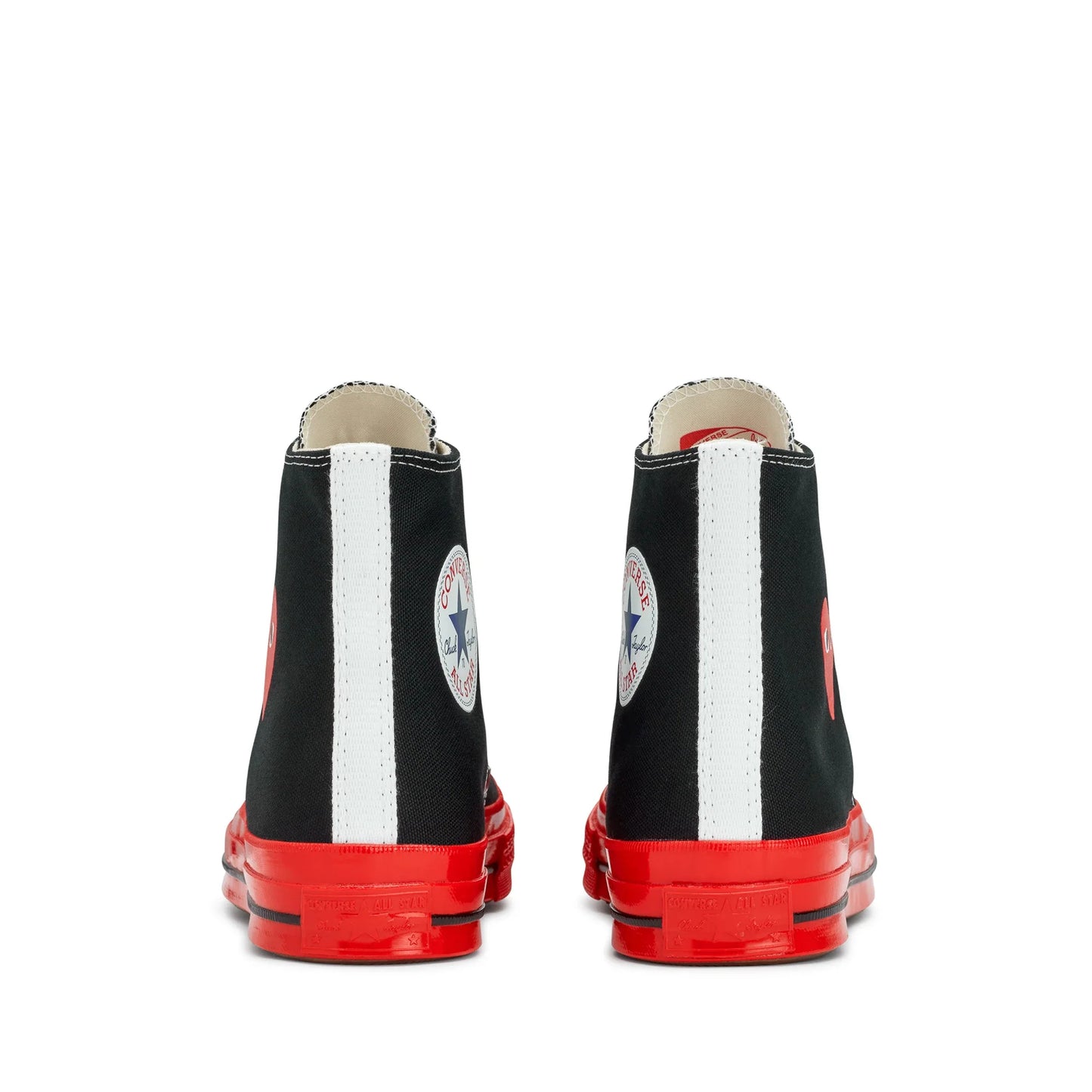 CDG PLAY X CONVERSE RED SOLE BLACK HIGH TOP SNEAKERS