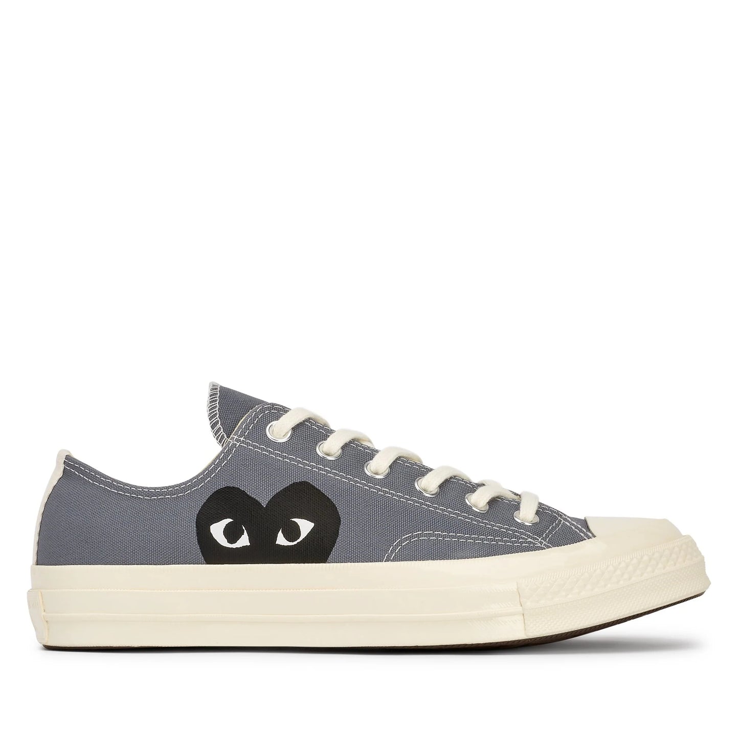 CDG PLAY X CONVERSE STEEL GREY LOW TOP SNEAKERS