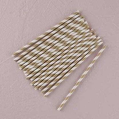 Gold Striped Paper Straws