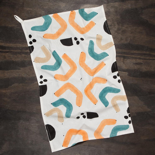 Echo Block Printed Cotton Dishtowel