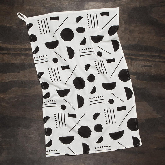 Domino Block Printed Cotton Dishtowel