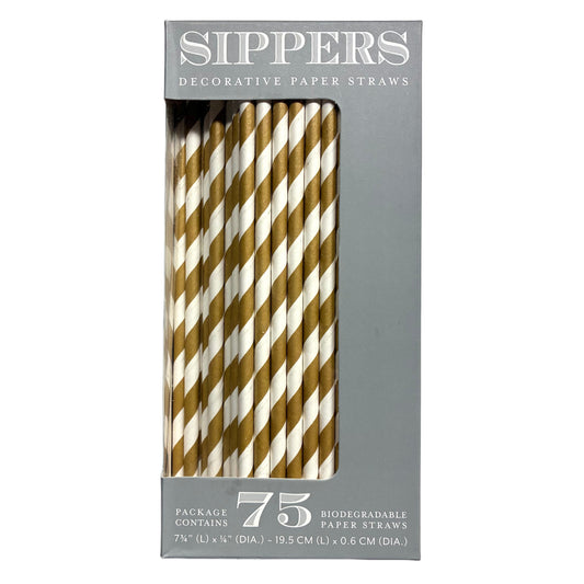 Gold Striped Paper Straws