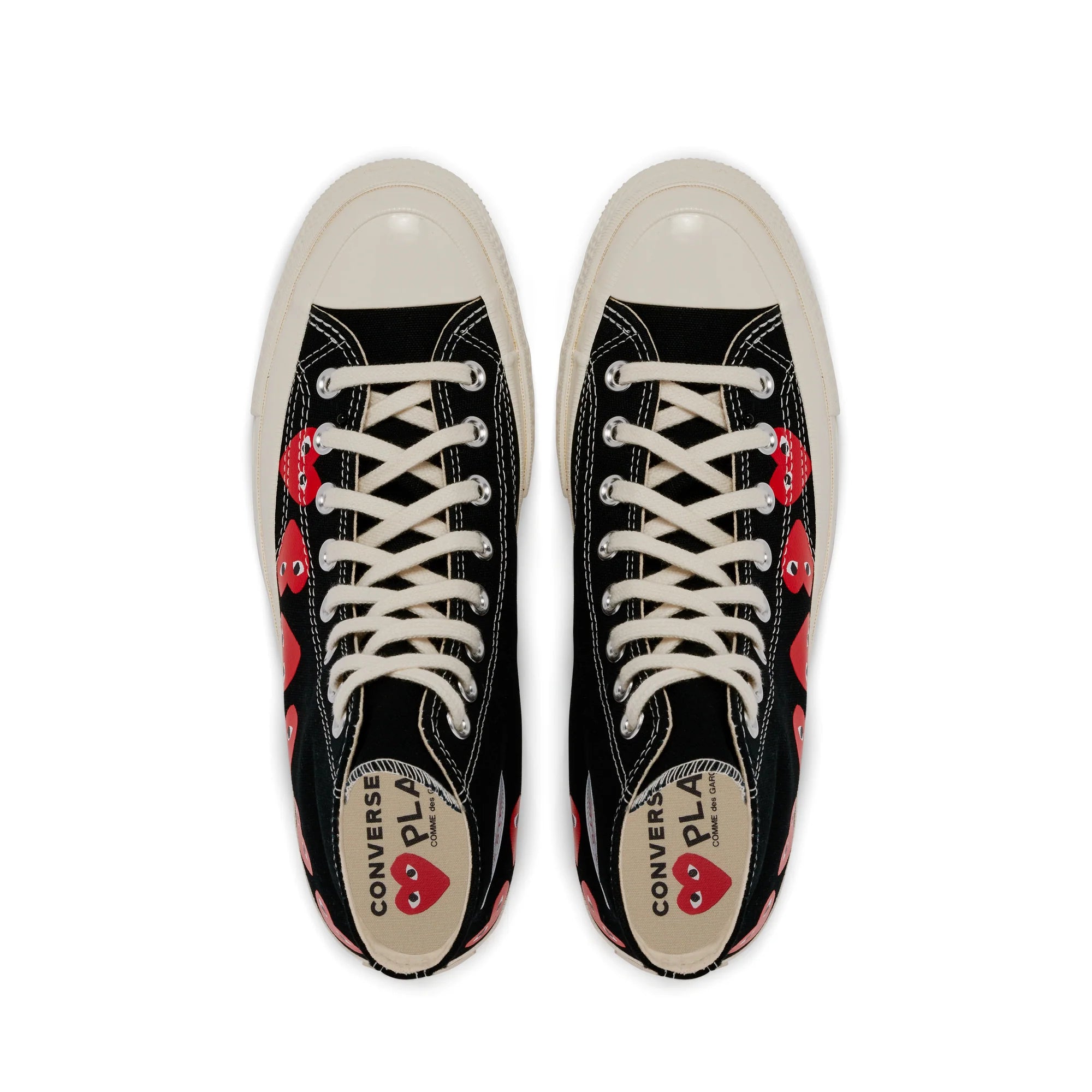 CDG PLAY X CONVERSE BLACK HIGH TOP SNEAKERS MULTI HEART The Modern Shop