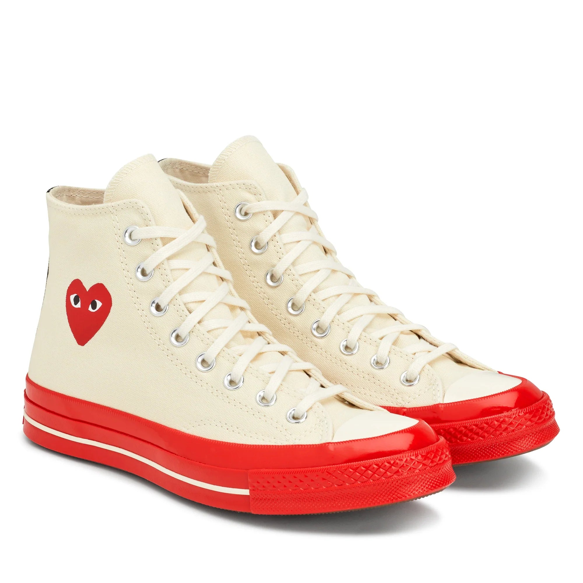 CDG PLAY X CONVERSE RED SOLE WHITE HIGH TOP SNEAKERS High Top M4 W6