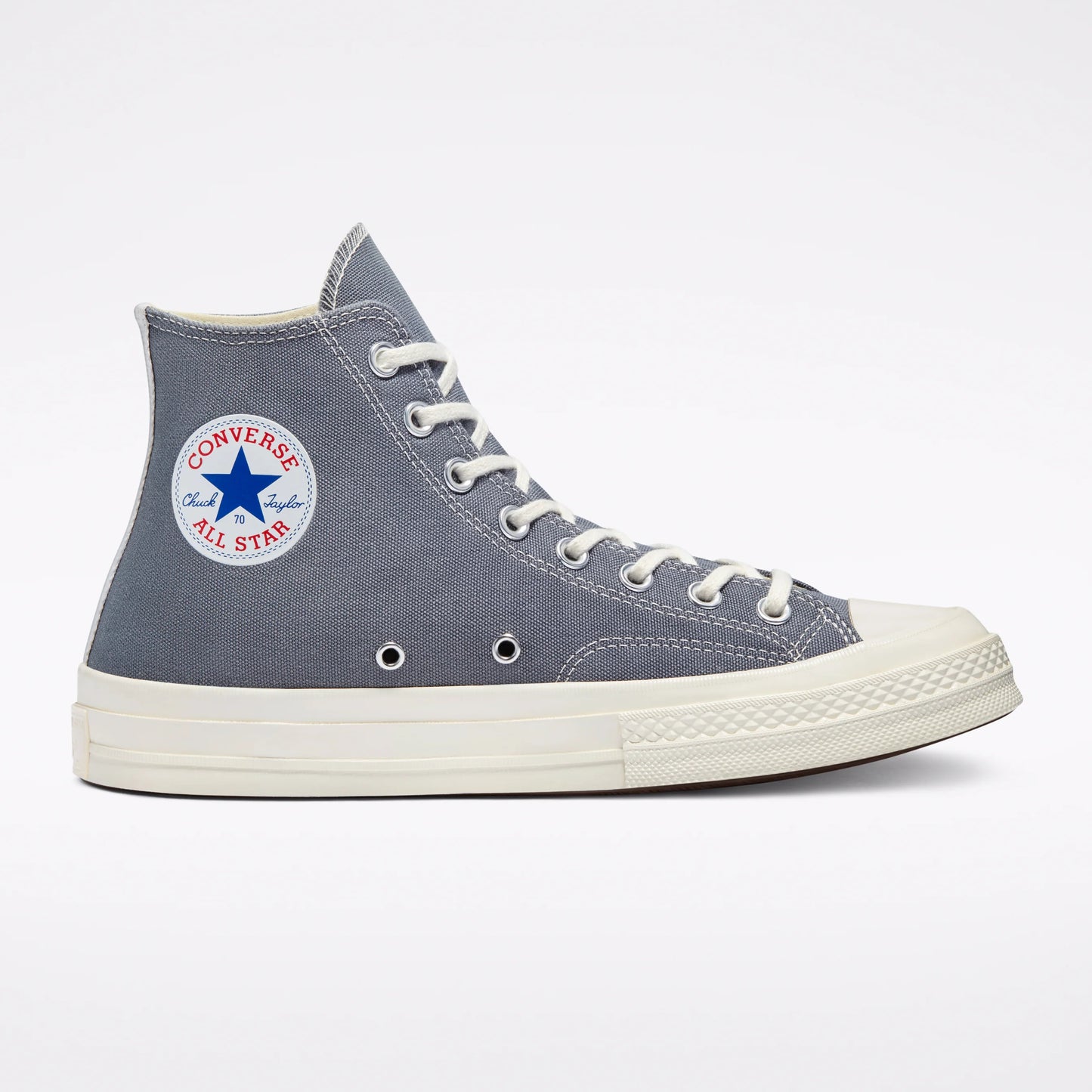 CDG PLAY X CONVERSE STEEL GREY HIGH TOP SNEAKERS