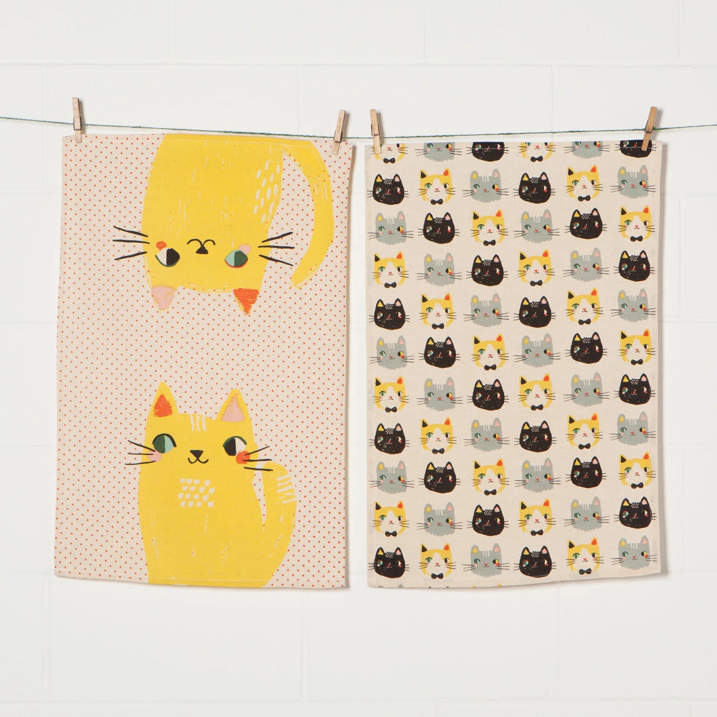 Meow Meow Printed Dishtowel, Set of 2