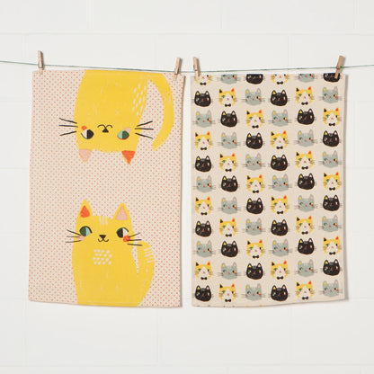 Meow Meow Printed Dishtowel, Set of 2