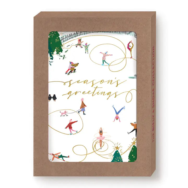 Ice Skaters Boxed Holiday Cards - Set of 10