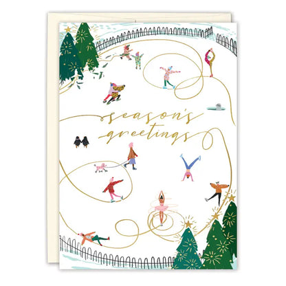 Ice Skaters Boxed Holiday Cards - Set of 10
