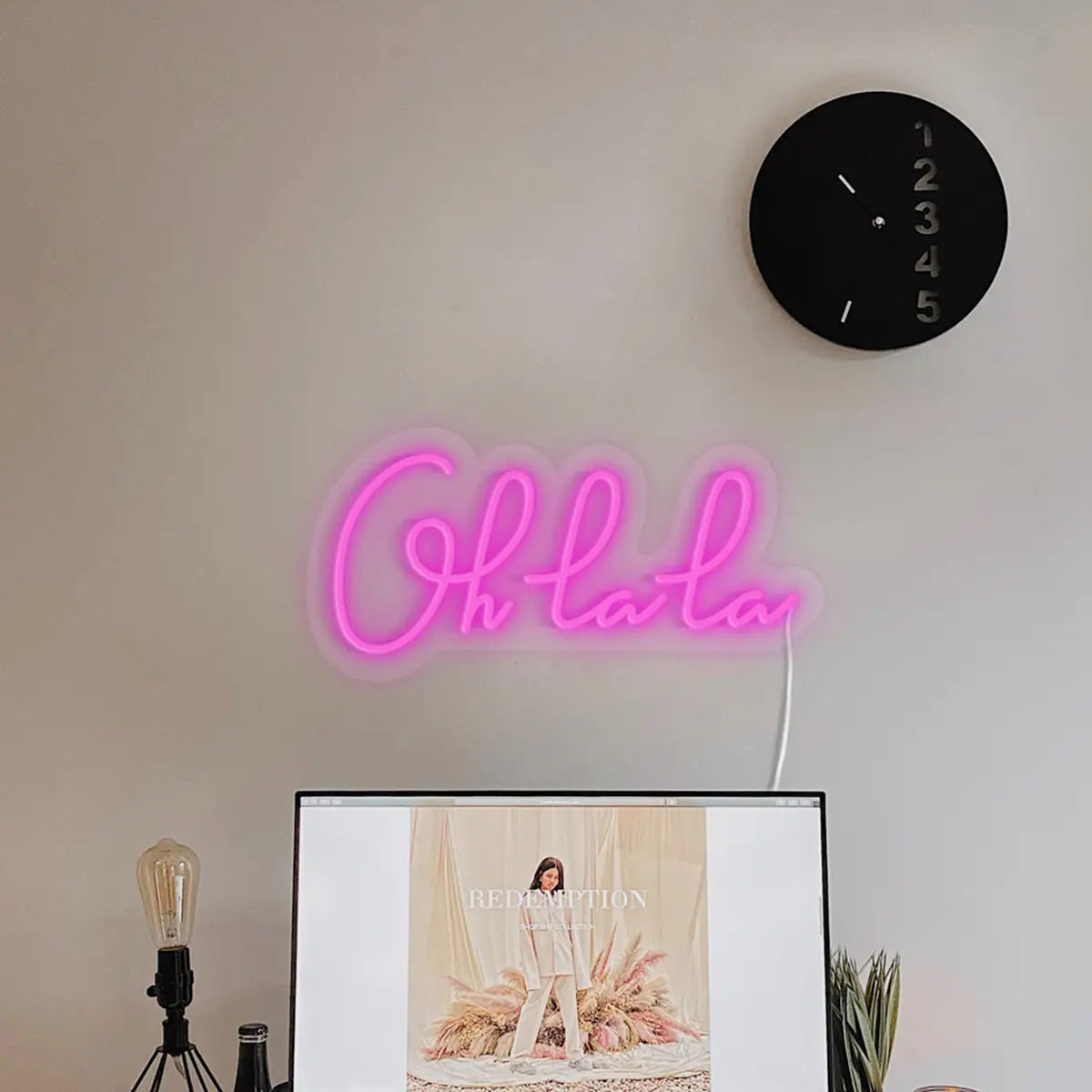 Neon Sign Ohlala - Pink Led Lights Wall Art